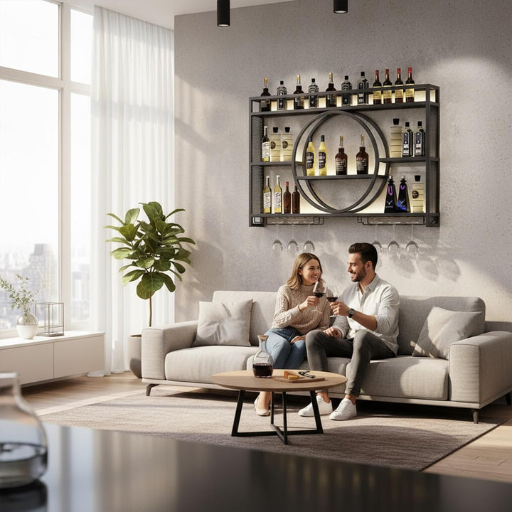 Regal Metall Weinregal Hängend Flaschenregal: Bar Regale Wand Wandmontierte Weinregale Für Bar, Rest