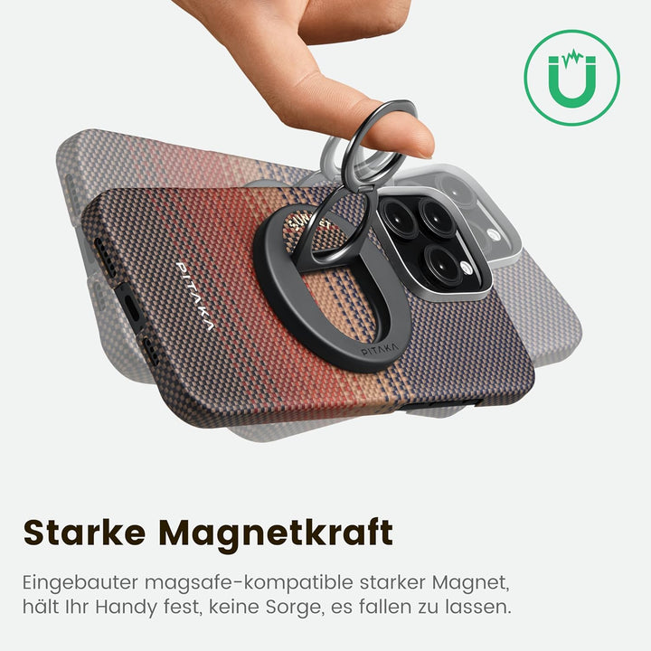 pitaka Handy Ring Halterung Magnetischer Griff Ring Halter mit Doppelring Einstellbar Fingerhalter H
