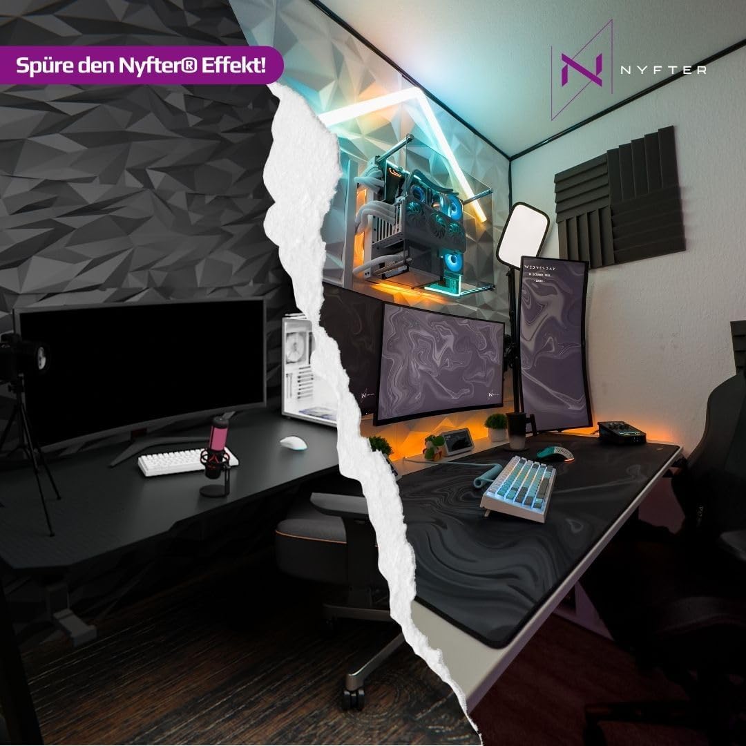 Nyfter - 3XL Gaming Mauspad weiss im Topography Design 1200 x 600mm Premium Mousepad Size Gross vern
