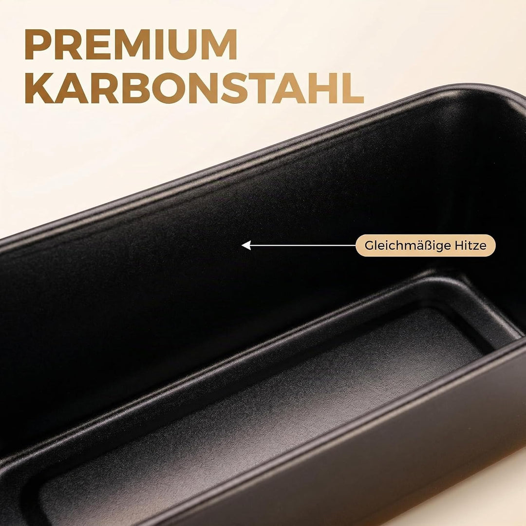 Brotbackform mit herausnehmbarem Einsatz, Klein Brotbackform aus Carbonstahl,25x14.5x17.5cm Schwarz