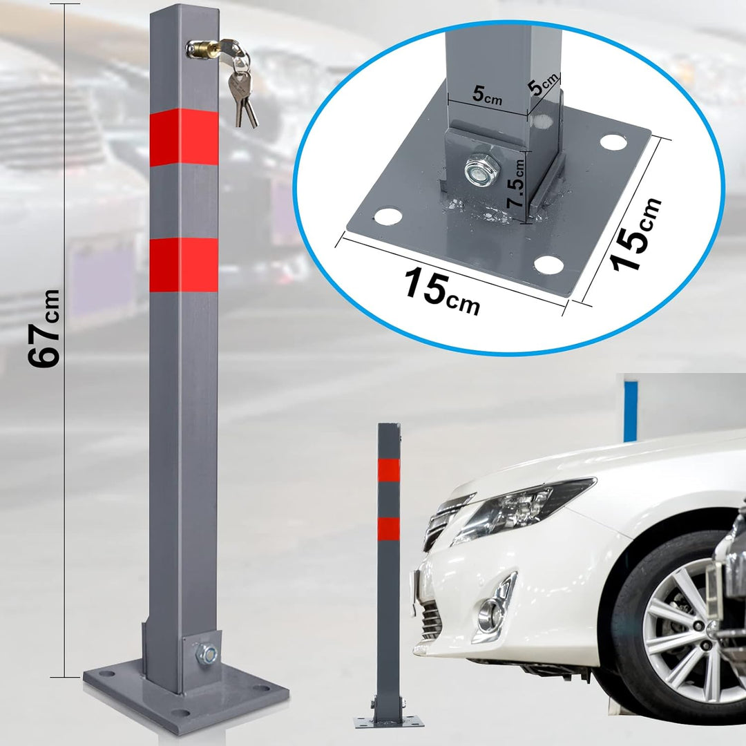 Gimisgu Parkpfosten, Absperrpfosten Klappbar, Robust und Stabil Parkplatzsperre Wegsperren Sperrpfos