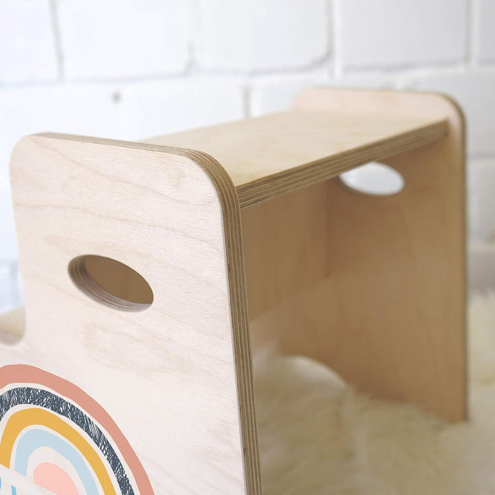 Holzura Tritthocker Kinder, Hocker aus Holz für Bad und Küche, Holzhocker personalisierter Toiletten