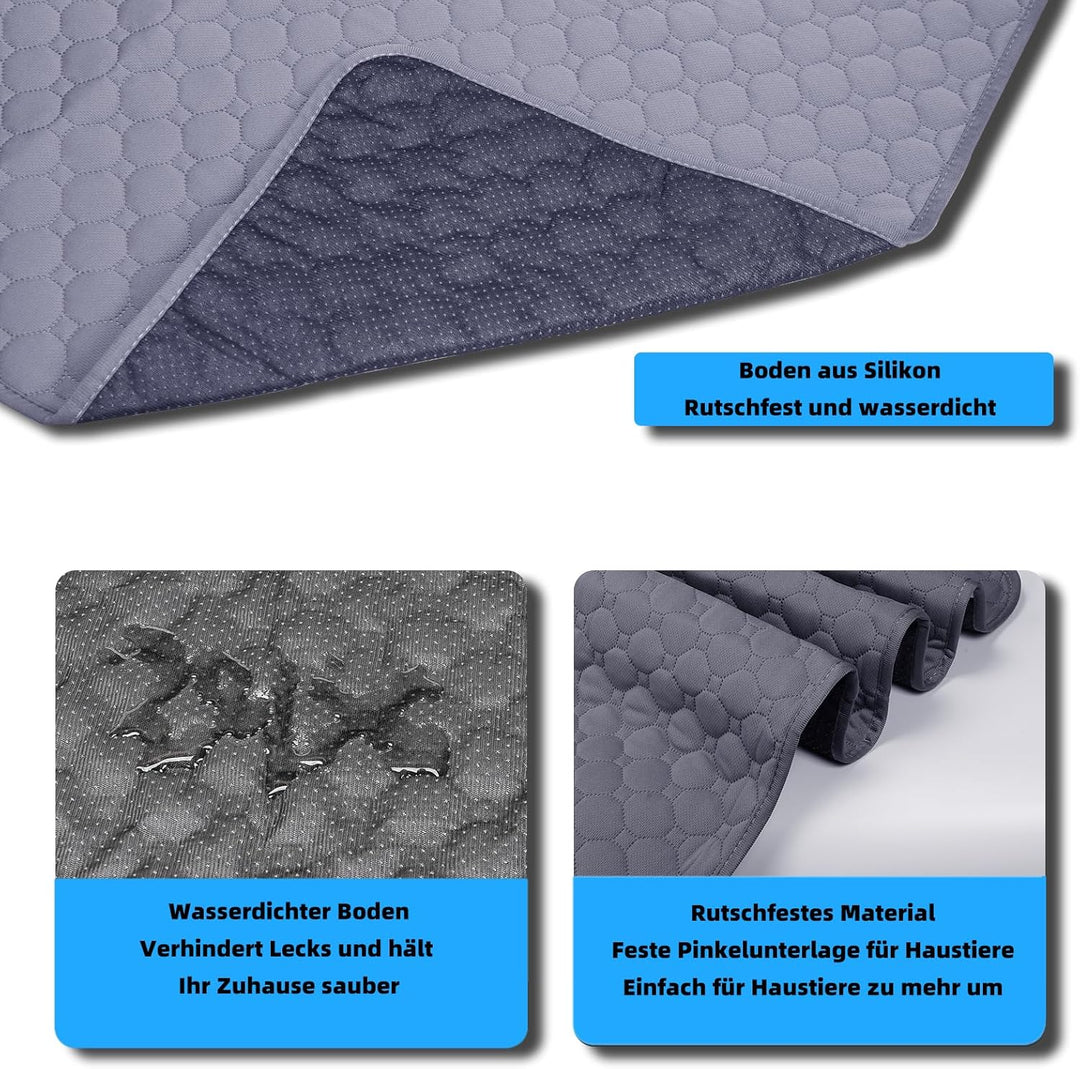 Waschbar Haustier-Urinunterlage, 2 Stück 100*70 cm Wiederverwendbare Welpenunterlagen Matte für Hund