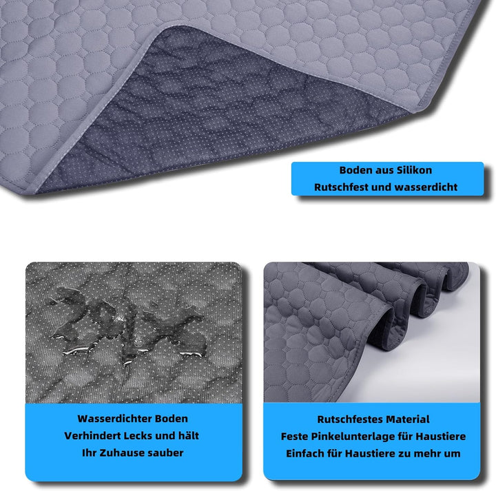 Waschbar Haustier-Urinunterlage, 2 Stück 100*70 cm Wiederverwendbare Welpenunterlagen Matte für Hund