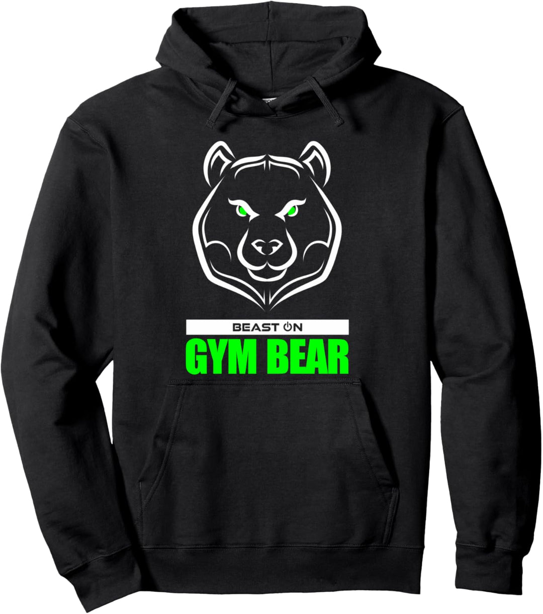 Gym Bär Kopf Grün Gym Workout Fitness Training Bodybuilding Pullover Hoodie
