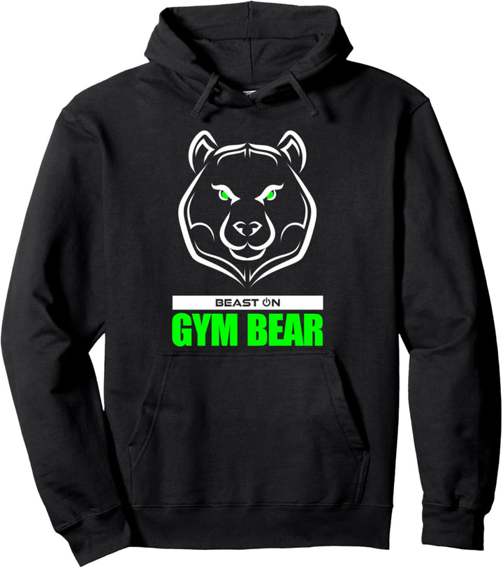 Gym Bär Kopf Grün Gym Workout Fitness Training Bodybuilding Pullover Hoodie