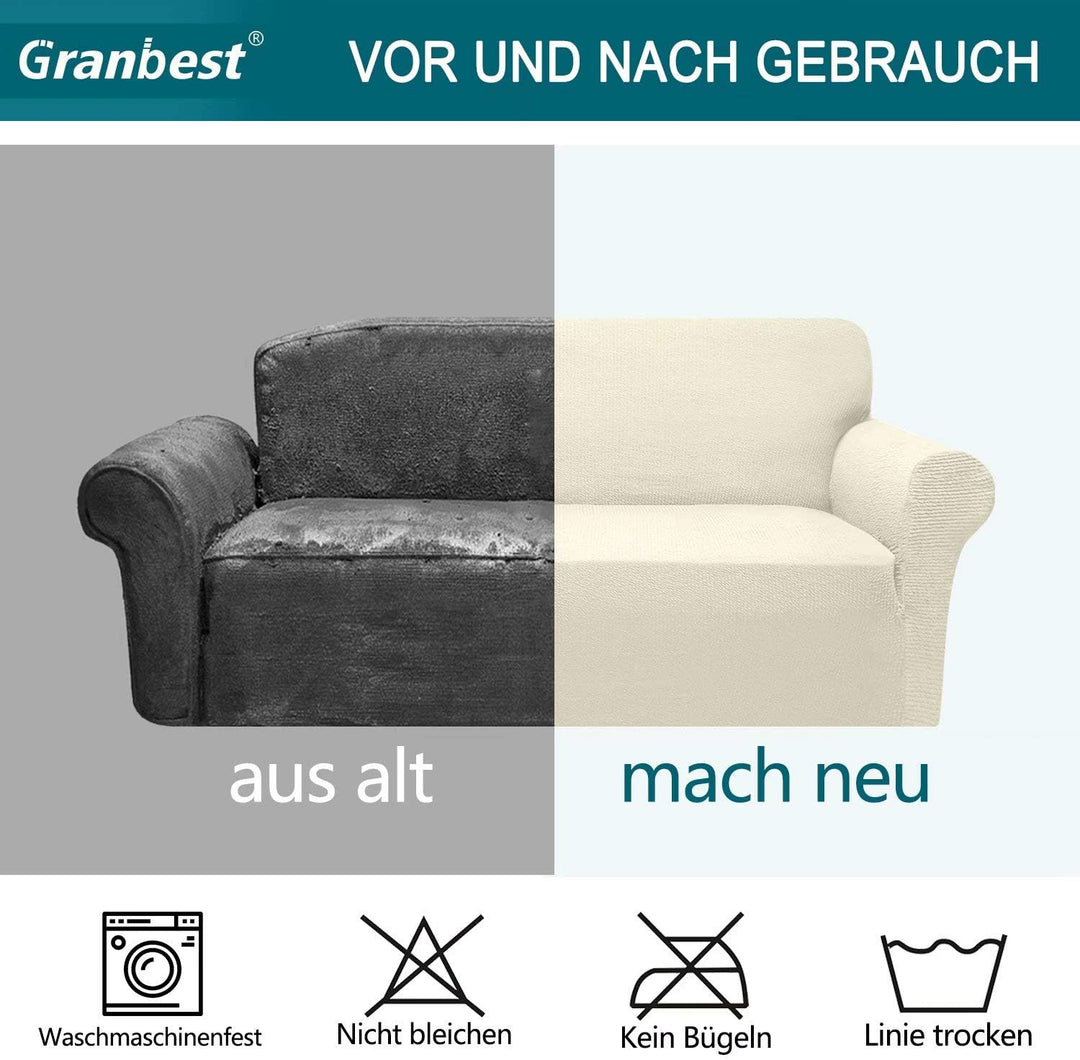 Granbest Dicke Sofabezug 3 Siter Stretch und Stilvolle Couchbezug Möbelbezüge Anti Rutsch Kratzfest