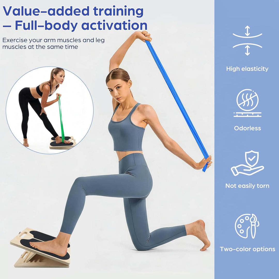 2-in-1 Balance Board & Schrägbrett – Holz Wadendehner Stretch Board für Calf Stretching, Mobilitätst