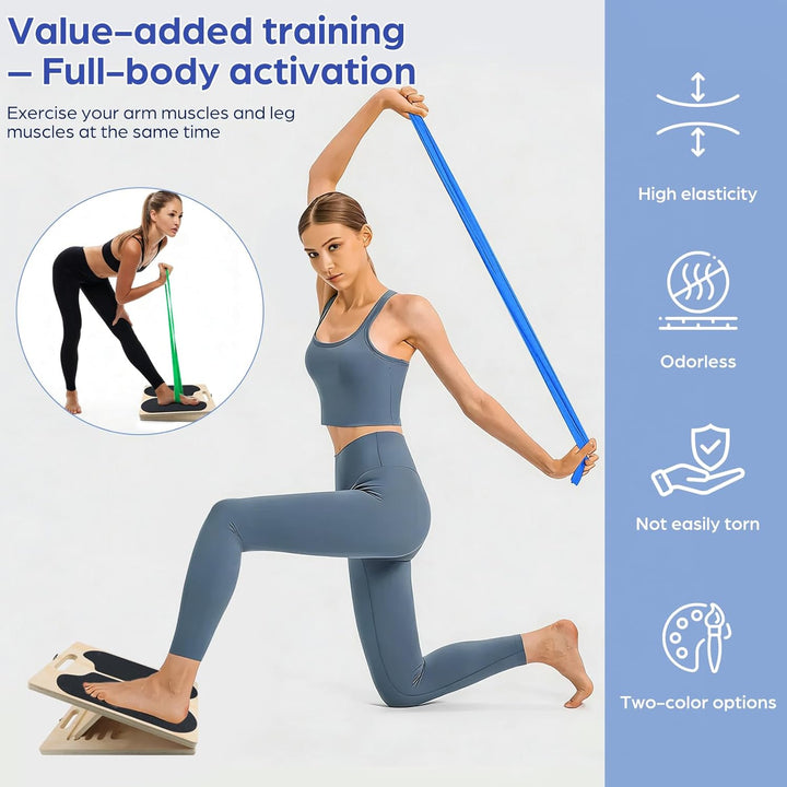 2-in-1 Balance Board & Schrägbrett – Holz Wadendehner Stretch Board für Calf Stretching, Mobilitätst