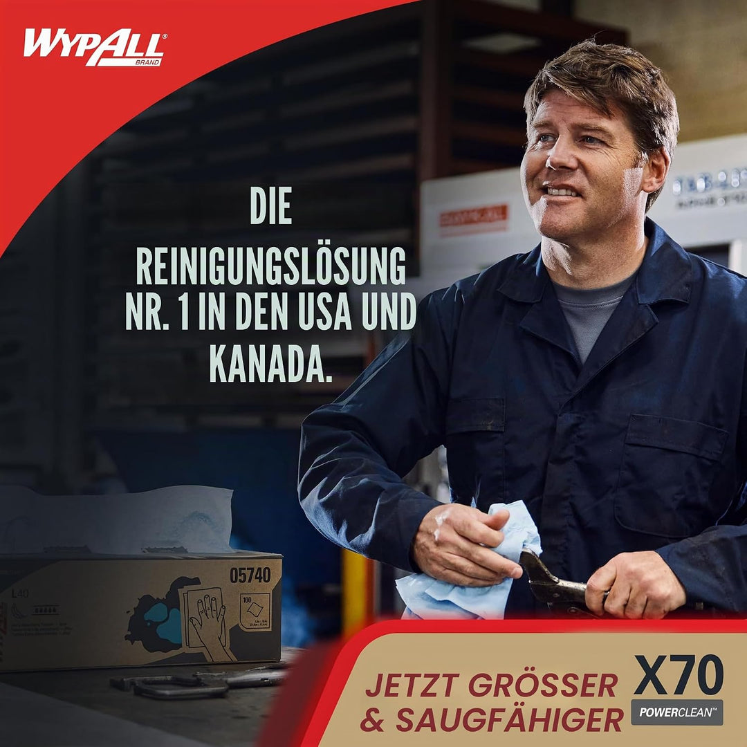 WypAll X70 Reinigungstücher 8348 – Wischtücher Rolle mit 870 Tüchern, WypAll Putztücher