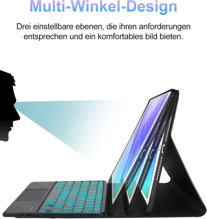 IVEOPPE Tastatur mit Touchpad Hülle mit iPad 2018 (6.Gen)/iPad 2017(5.Gen)/iPad Pro 9.7/iPad Air 2/i