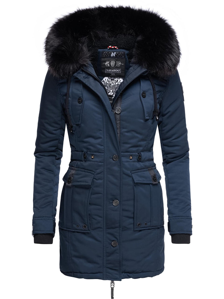 Navahoo Damen Warmer Winterparka mit Kapuze Luluna Prc XS-XXL XS Blau, XS Blau