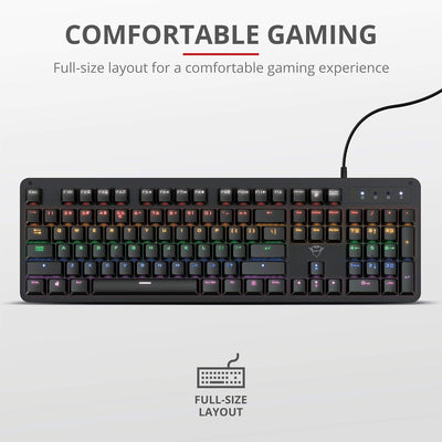 Trust Gaming Mechanische Gaming Tastatur GXT 863 Mazz - Mechanische Outemu Red Schalter, Deutsches Q