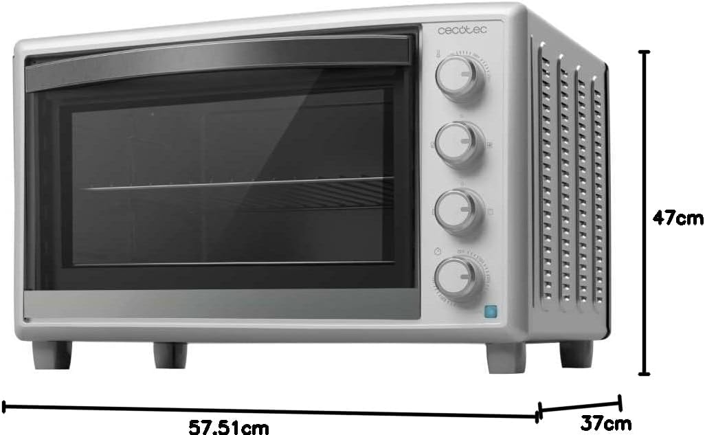 Cecotec Tischkonvektionsofen 60 Liter Bake&amp;Toast 6090 White Gyro. 2200 W, Innenbeleuchtung, 12 Funkt
