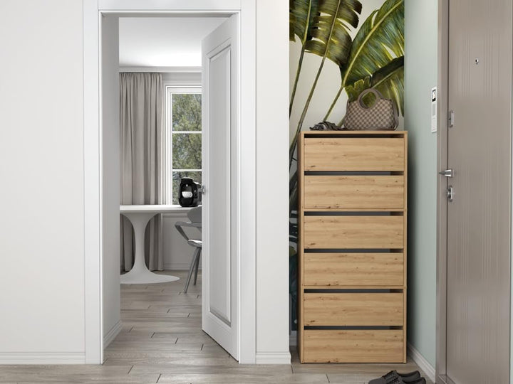 VBChome Modular Schuhschränke 60 x 36 x 44 cm Eiche Artisan Schuh-Organizer Grifflose Holzähnlich Ho