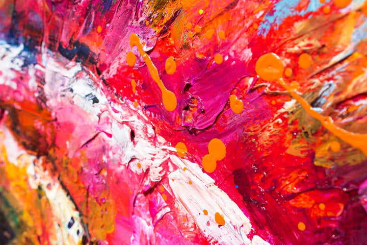 YS-Art XXL Abstrakt Acryl Gemälde auf Leinwand Chamäleon handgemalt Wandbilder bunt Pop Art Farbenfr