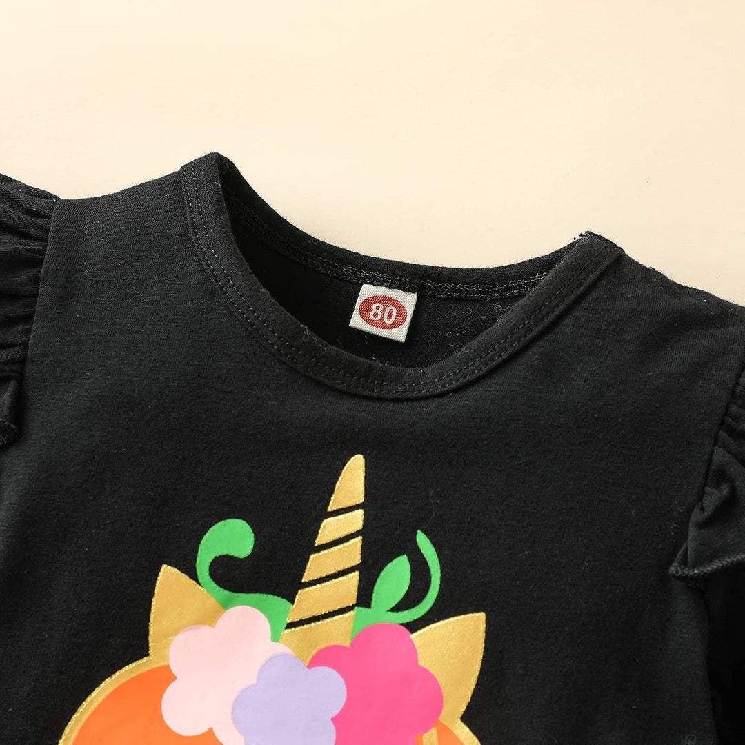 Verve Jelly Baby Mädchen Halloween Kleidung Rüschen Langarm Kürbis Tops Tüll Tutu Rock Gestreifte La