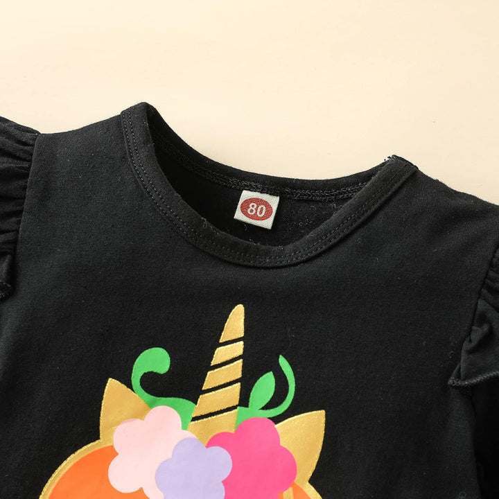 Verve Jelly Baby Mädchen Halloween Kleidung Rüschen Langarm Kürbis Tops Tüll Tutu Rock Gestreifte La
