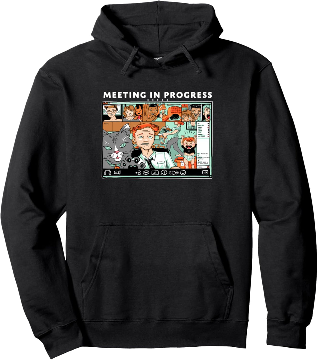 Meeting In Process- Cartoon Pullover Hoodie