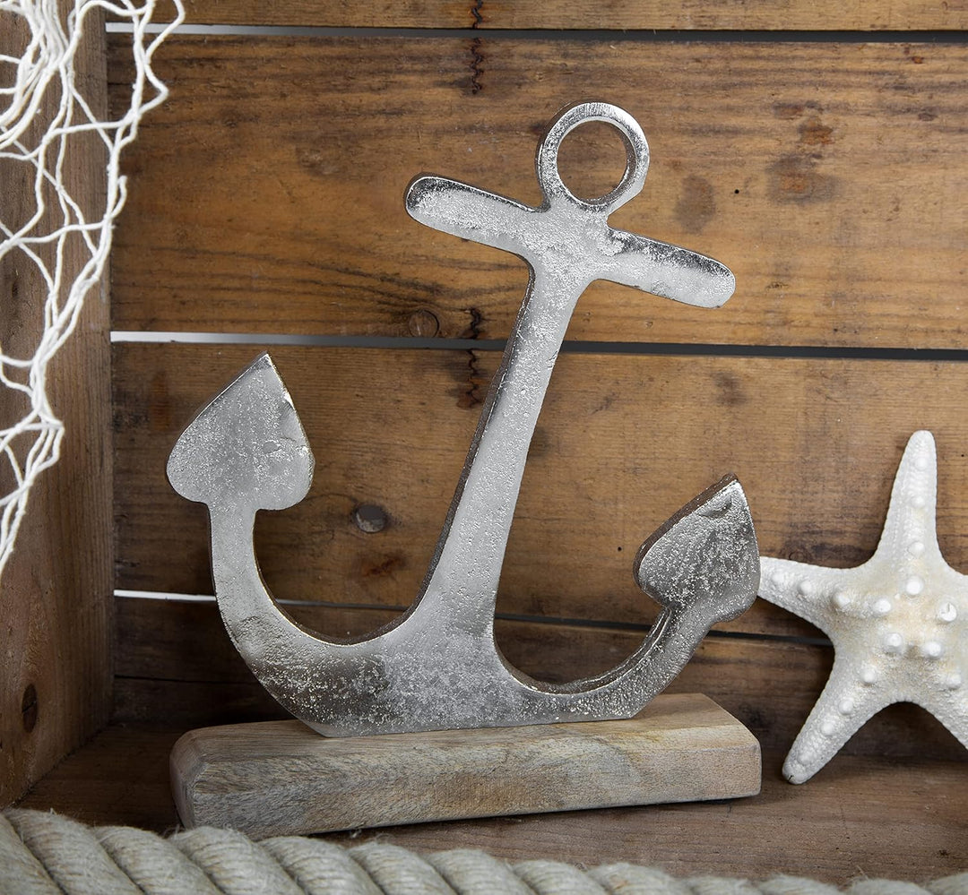 Logbuch-Verlag Deko Anker Metall Holz zum Hinstellen 22 cm Schiffsanker Maritime Dekoration Hochzeit
