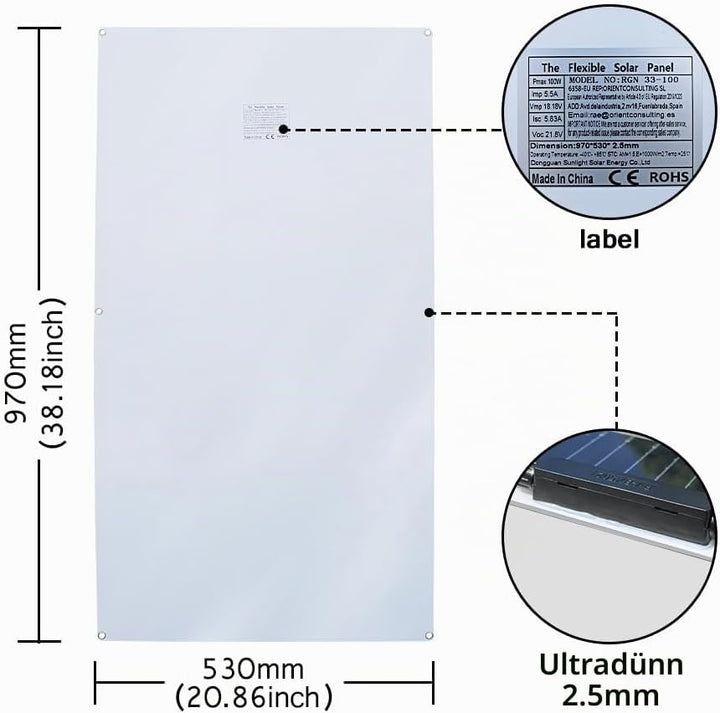 solarpanel flexibel 200w 12V Flexibles solar panel 2 * 100w solarplatten Monokristallines, Dächer, W