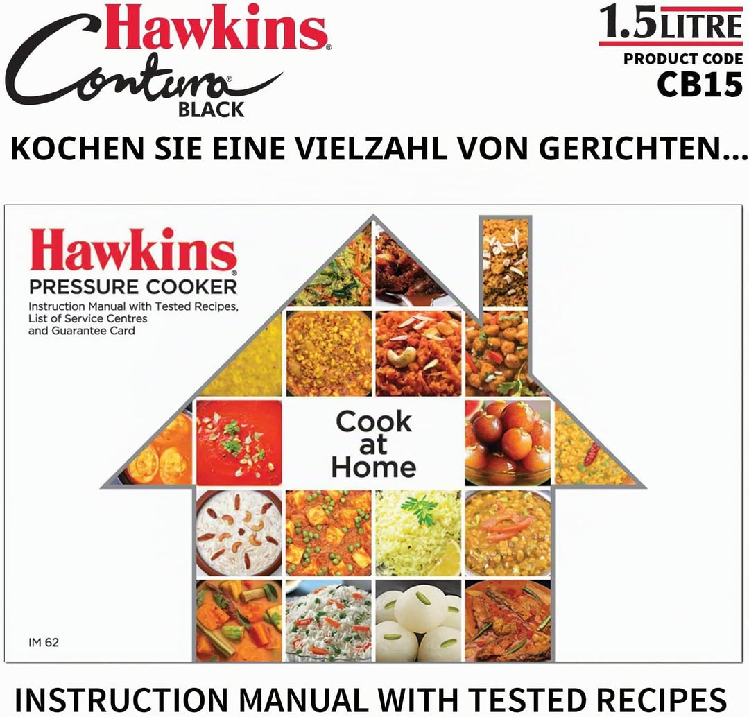 HAWKINS CB15 harteloxierter Schnellkochtopf, aluminium, 1.5 liters, Contura Schwarz 1.5-Liter, 1.5-L