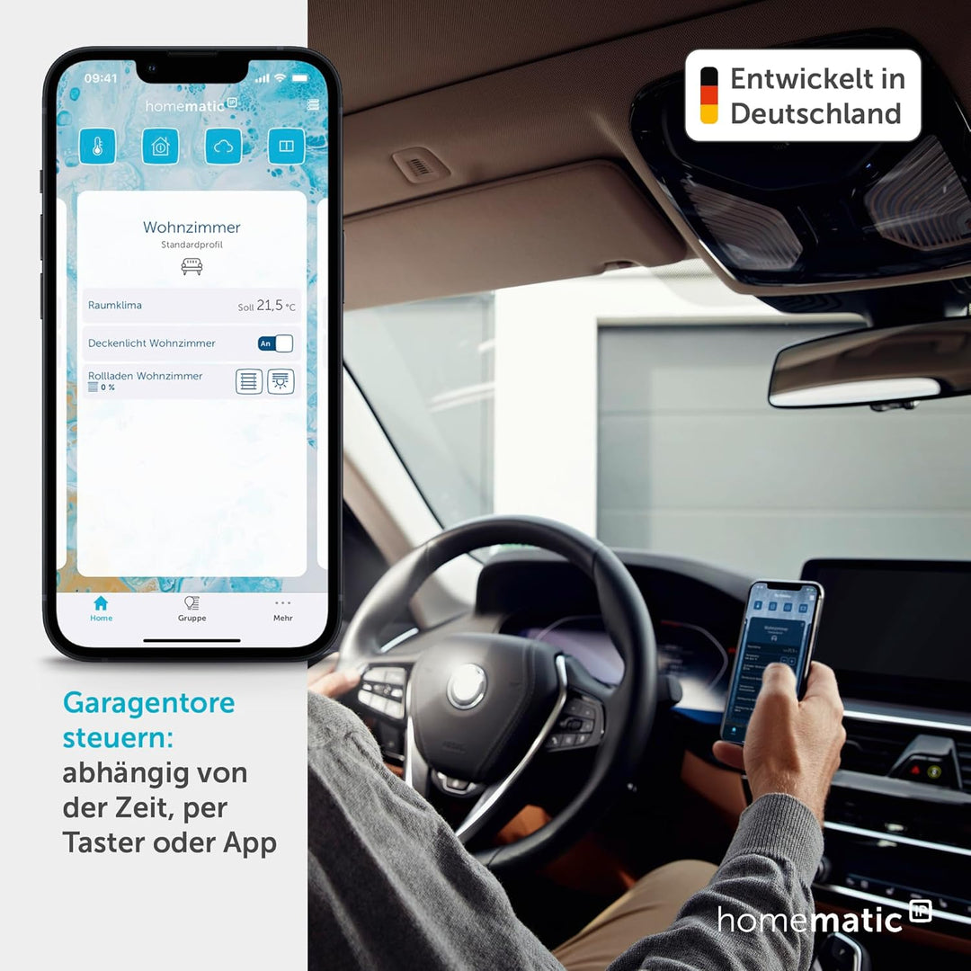 Homematic IP Smart Home Garagentortaster, Digitale Garagentorsteuerung per App, einfache Installatio