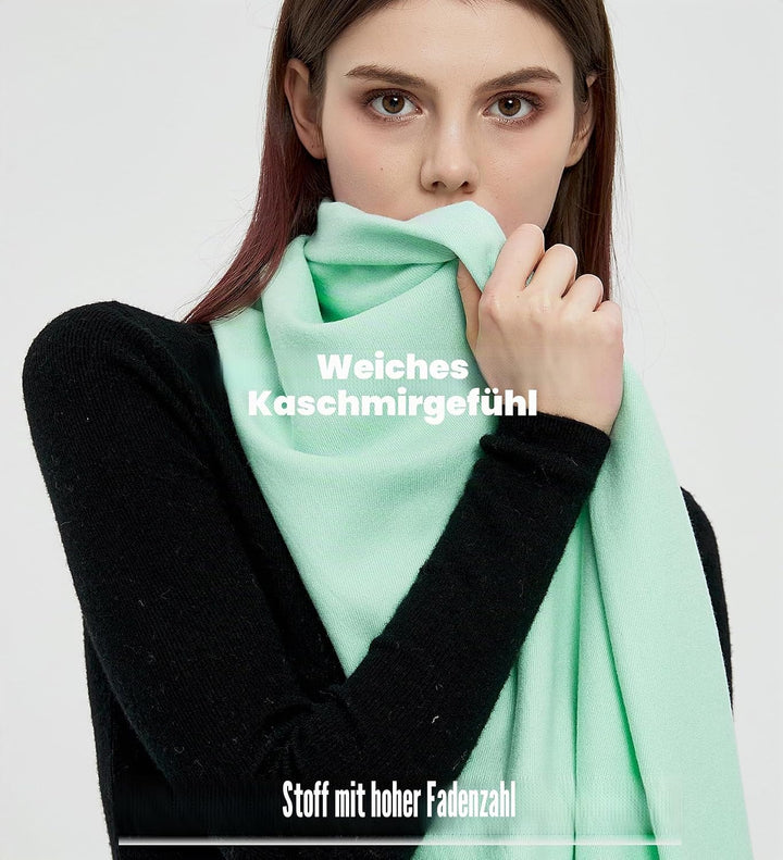 Pashmina Schals und Wraps Schals für Damen Hochzeit Party Winter Warme Lange Solid Color Mintgrün, M