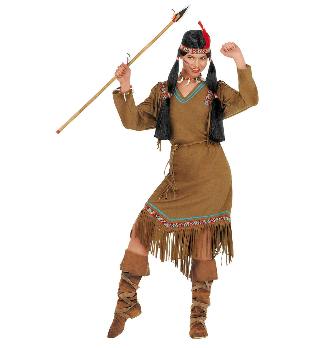 W WIDMANN MILANO Party Fashion - Kostüm Indianerin, Kleid, Häuptlingstochter, Wilder Westen, Faschin