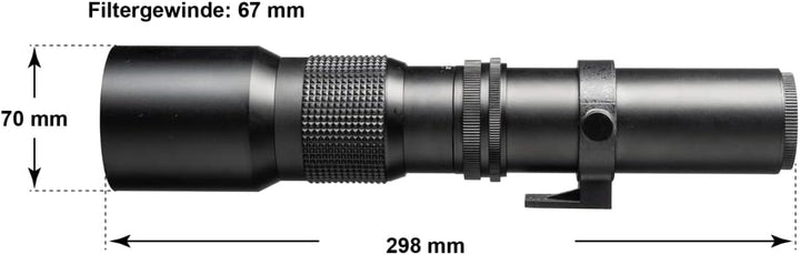 Walimex 12701 500 mm 0.000787037037037037 DSLR-Objektiv (Filterduchmesser 67 mm, mit ausziehbarer Ge