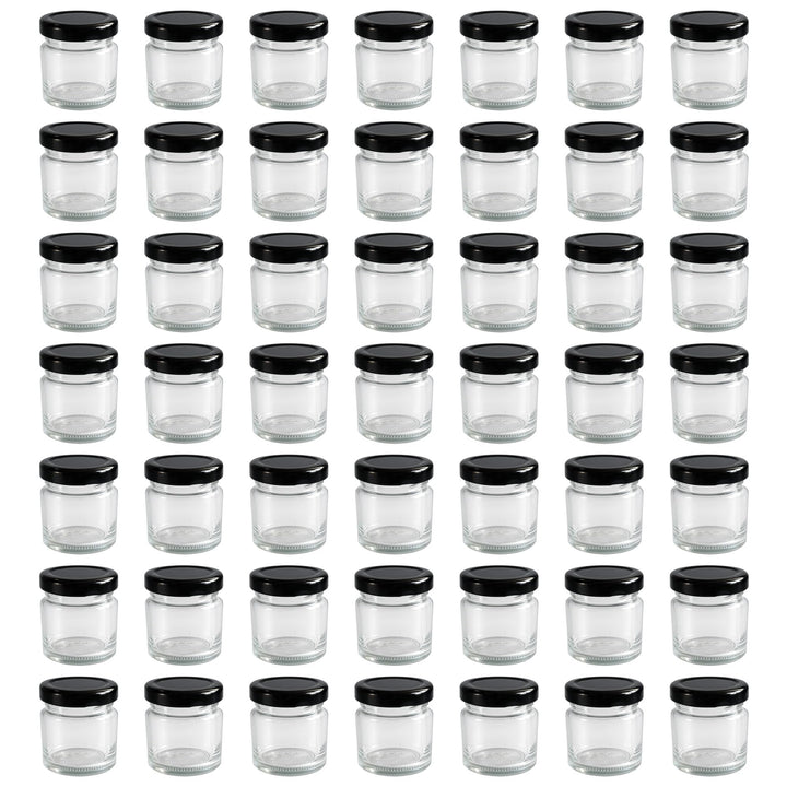 Vitrea 50x Mini Marmeladengläser 37 ml - mit Deckel Schwarz TO 43 - kleine Einmachgläser zum befülle