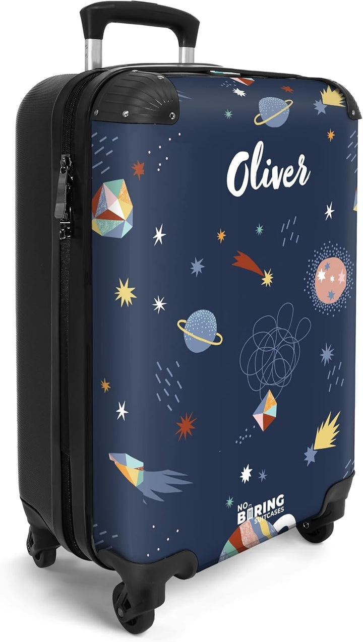 NoBoringSuitcases.com® Kinderkoffer - Koffer Kinder - Hartschalenkoffer Planetenmuster - Koffer Dunk