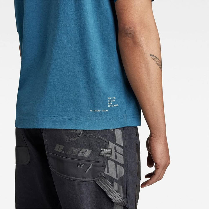 G-STAR Herren Stencil Center Graphic Boxy T-Shirts, Blau (Nitro D22387-4561-1861)