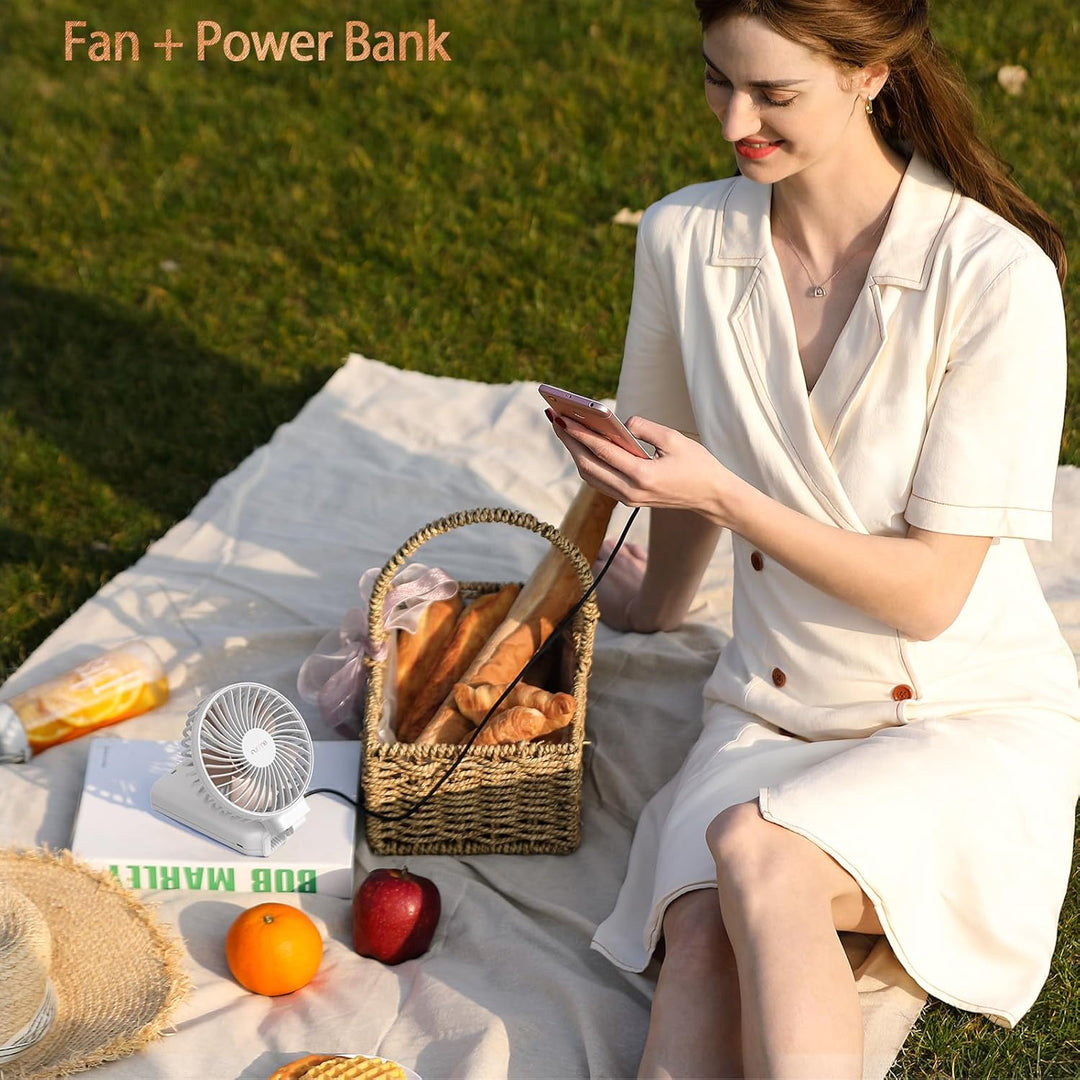 Funme Handventilator 3 in 1 Tischventilator Tragbarer Lüfter mit 53 Stunde 9000 Aufladbarer Batterie
