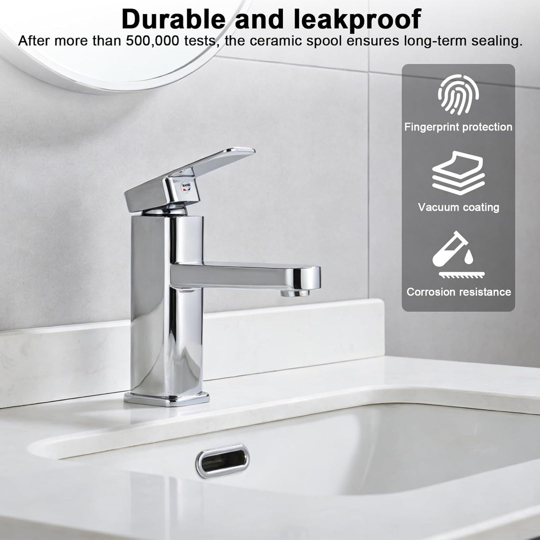 Wasserhahn Bad Waschtischarmatur Armatur Silber Waschtischmischer Warm und Kaltwasserhahn Einhebelmi