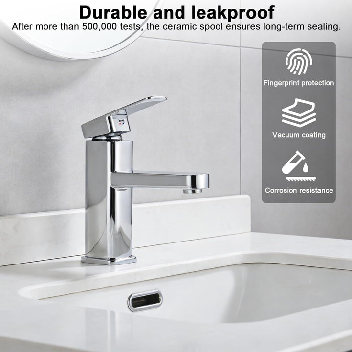 Wasserhahn Bad Waschtischarmatur Armatur Silber Waschtischmischer Warm und Kaltwasserhahn Einhebelmi