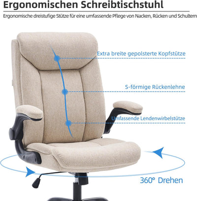 MZLEE Ergonomischer Bürostuhl Computerstuhl Schreibtischstuhl Drehbarer Arbeitsstuhl mit hochklappba