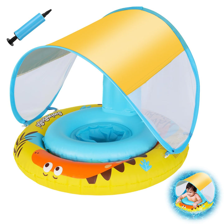 Coikes Baby Schwimmring mit Sonnenschirm, Schwimmsitz für Babys, mit Pumpe für Babys, zum Schwimmen,
