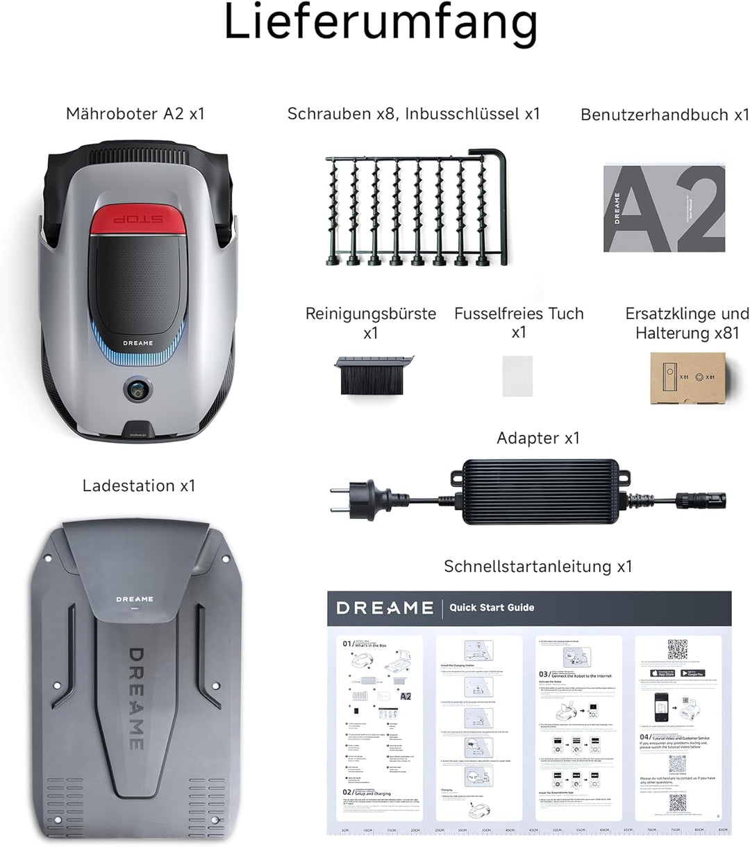 DREAME Mähroboter A2 ohne Begrenzungskabel, 360° 3D LiDAR + AI Vision, Auto-Begrenzungseinrichtung,3