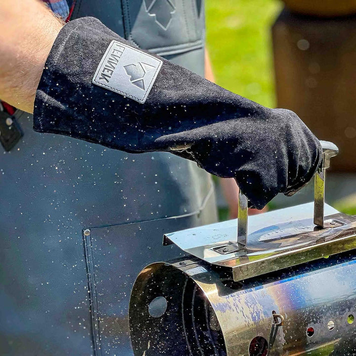 FENNEK | Premium Grillhandschuhe aus Leder | sehr hitzebeständig | 1 Paar- Einheitsgrösse, Handschuh
