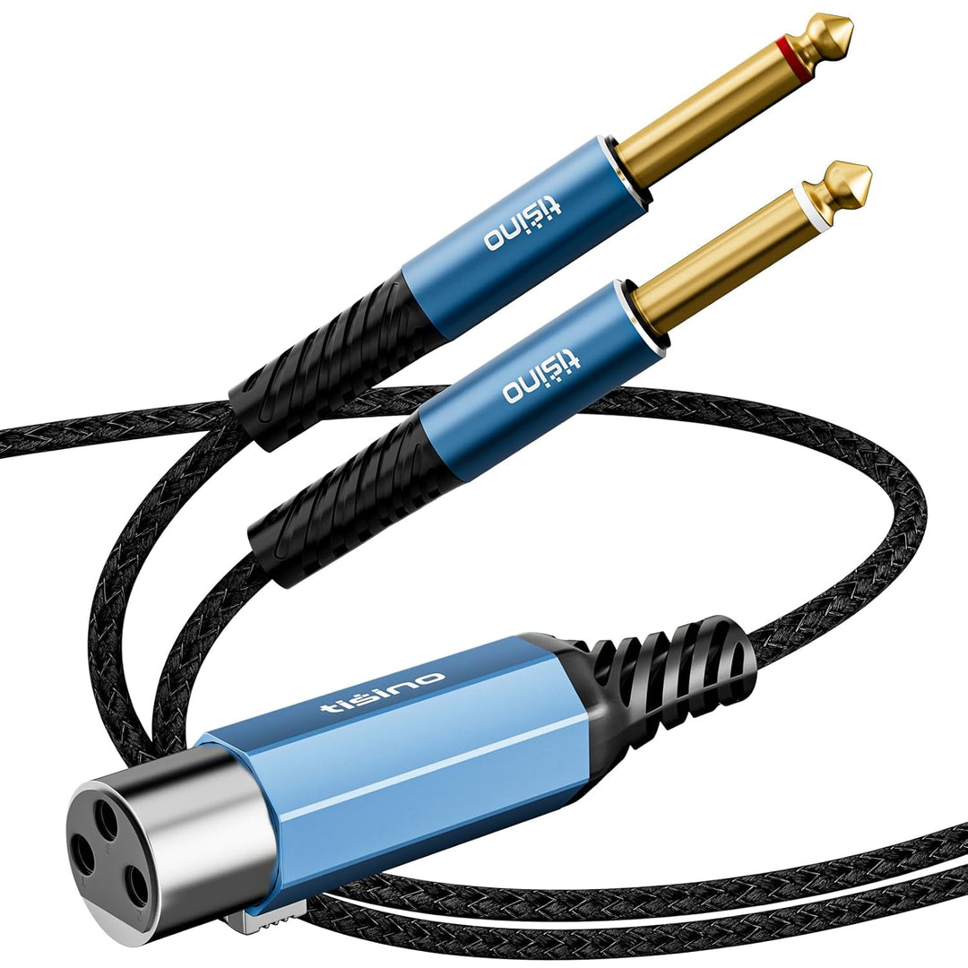 Tisino XLR-Buchse auf Doppelte 6,35mm-TS-Klinkenbuchsen Splitterkabel（3m, XLR-Buchse auf 6,35mm-Mono