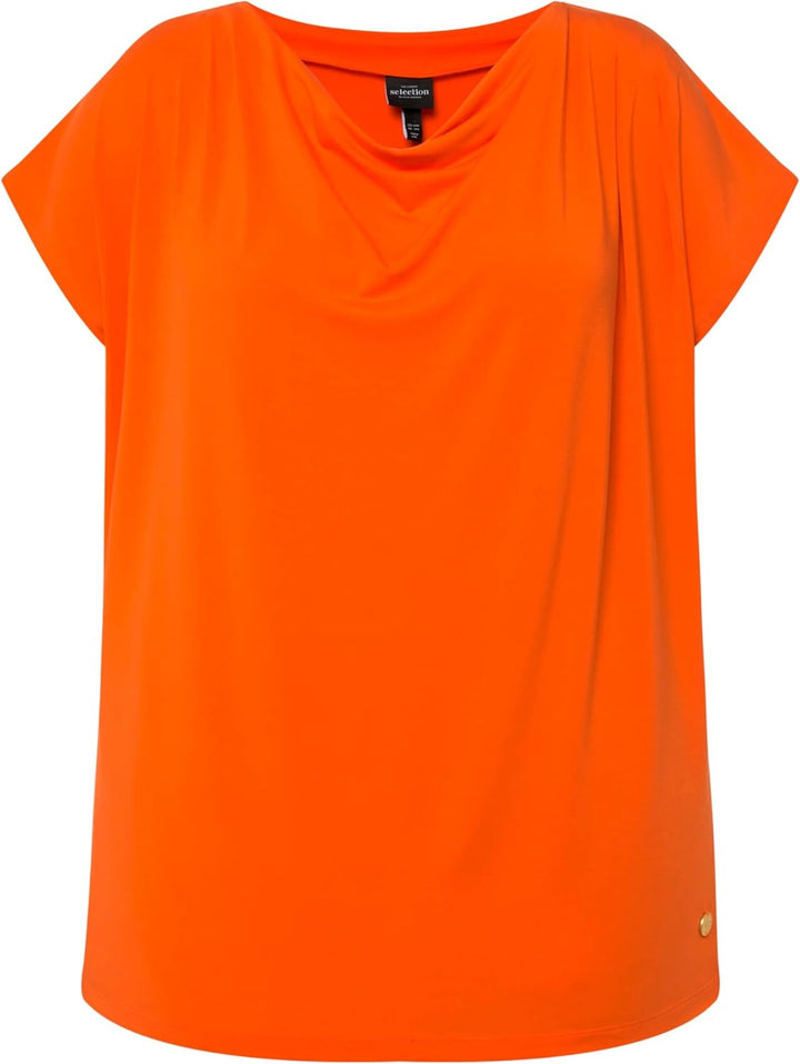 Ulla Popken Damen Wasserfall T-Shirt 42-44 Hellorange, 42-44 Hellorange