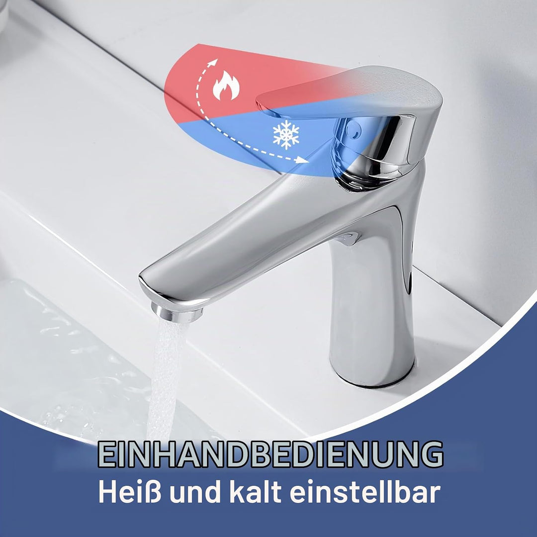 Wasserhahn Bad Chrom, Waschtischarmatur Bad Armatur Mischbatterie Waschbeckenarmatur Einhebelmischer