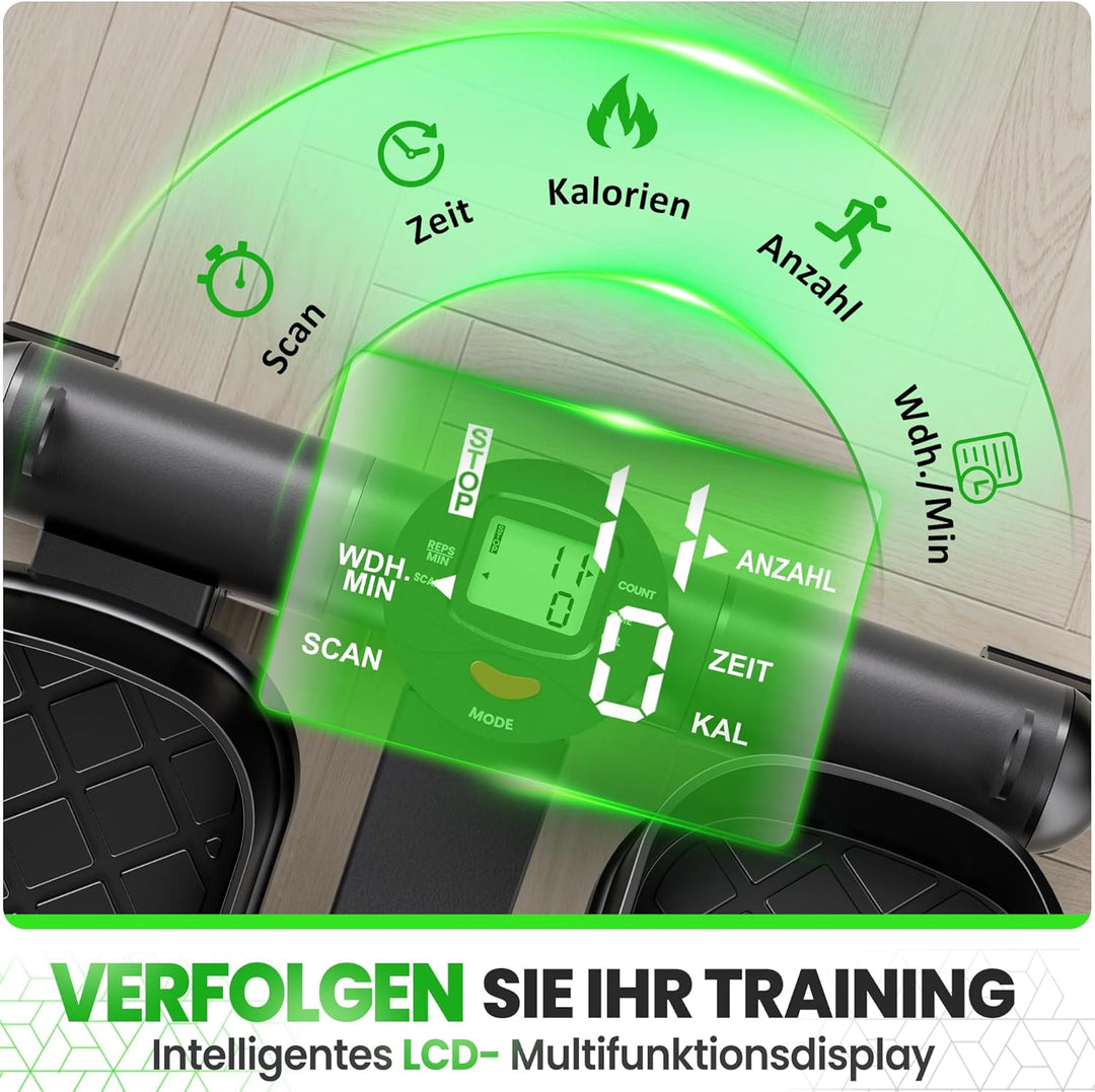 Ultrasport Stepper für Zuhause I Mini Stepper Fitness, 2 in 1 Up-Down Swing Stepper mit Power Ropes