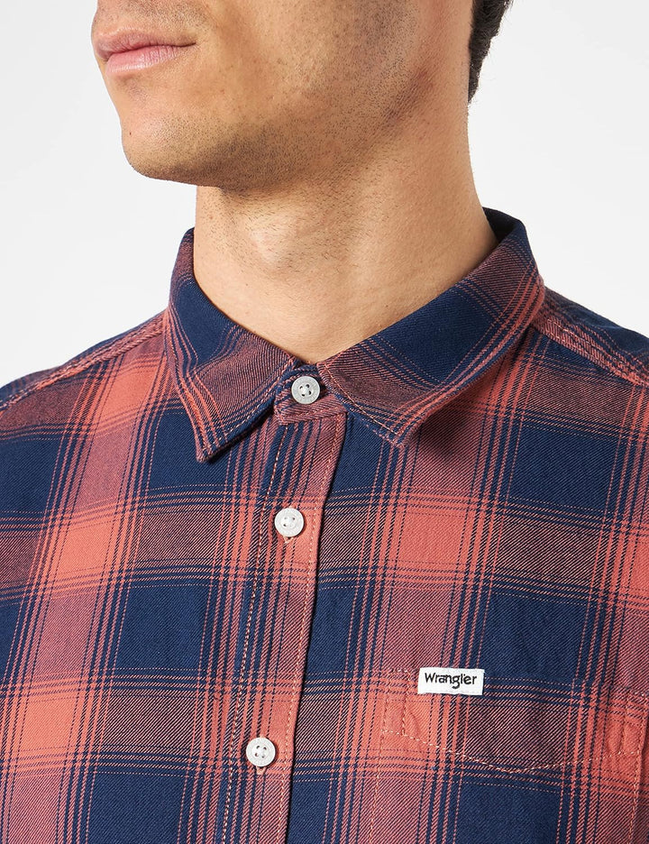 Wrangler Herren 1 Pkt Shirt Hemd M Sundrenched Blu, M Sundrenched Blu