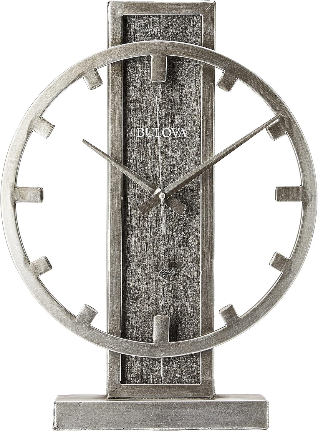 Bulova B1864 Streak Tischuhr, antiker Silberton, 2,63 x 12 x 16 cm