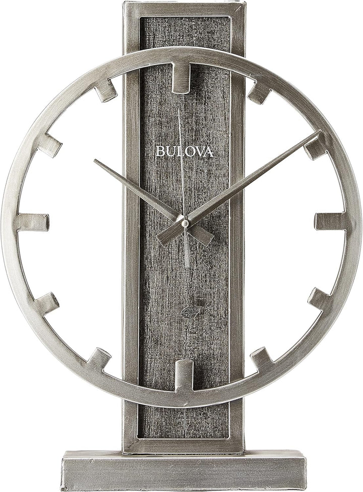 Bulova B1864 Streak Tischuhr, antiker Silberton, 2,63 x 12 x 16 cm