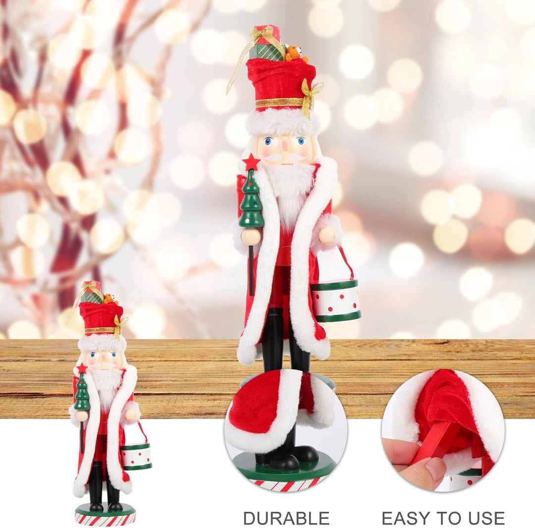 ibasenice Weihnachten Nussknacker Figur aus Holz Weihnachtsmann Nussknacker Soldat Figuren Ornament