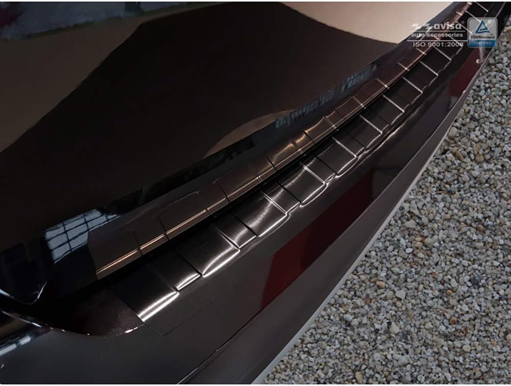 Avisa Schwarz Edelstahl Heckstossstangenschutz kompatibel mit Seat Ateca 2016-2020 & FL 2020- 'Ribs'