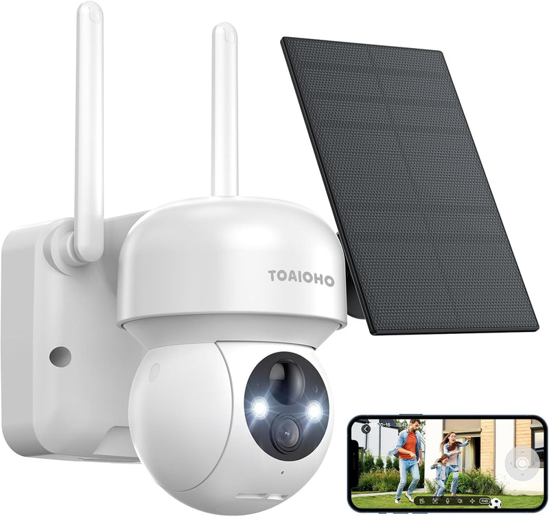 TOAIOHO 2K Überwachungskamera Aussen Akku, Kamera Überwachung Aussen Solar, 360 Grad Kamera Kabellos